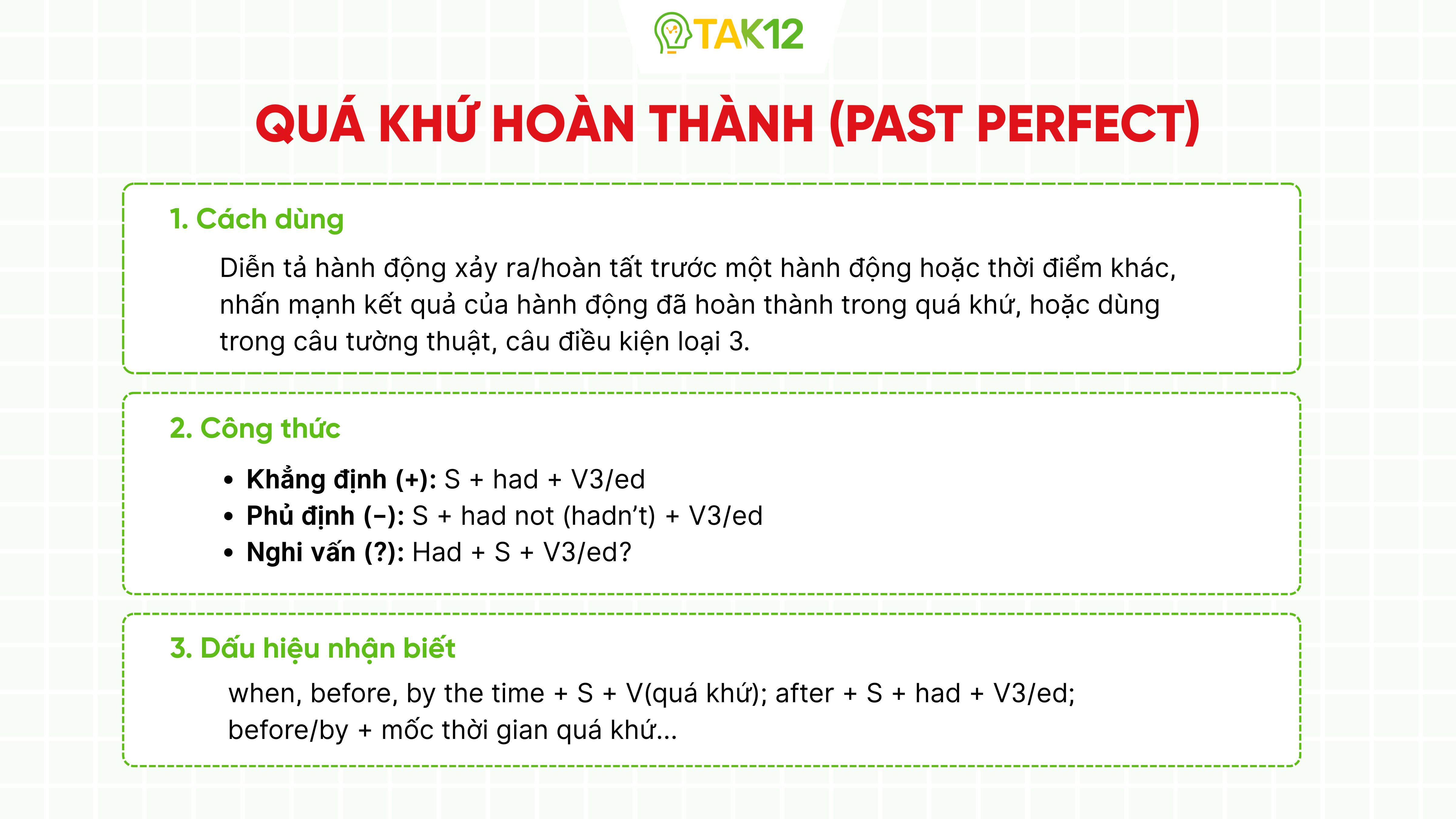 Thì quá khứ hoàn thành - Past Perfect Tense